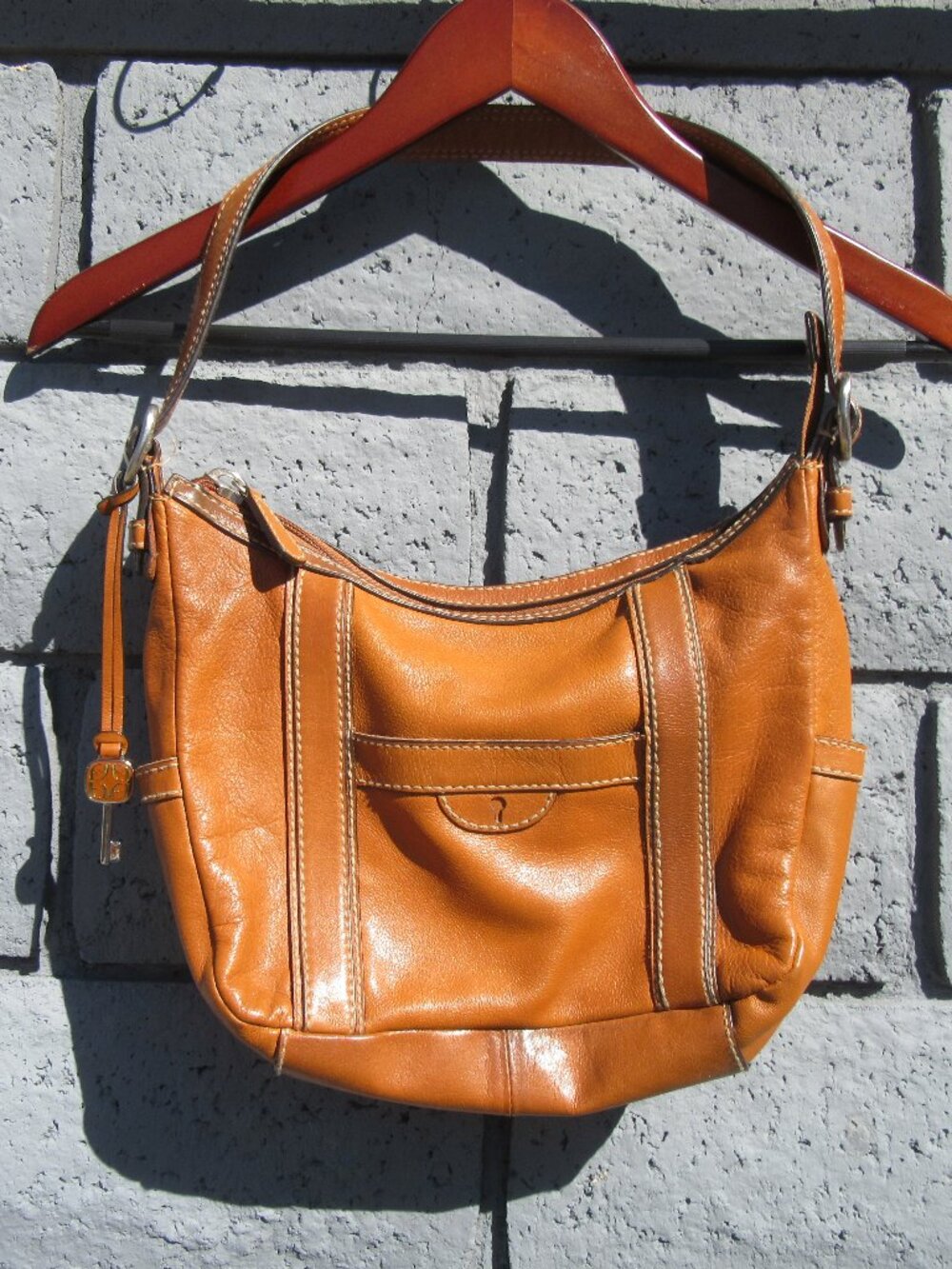 Fossil Brown Leather Shoulder Bag Purse
